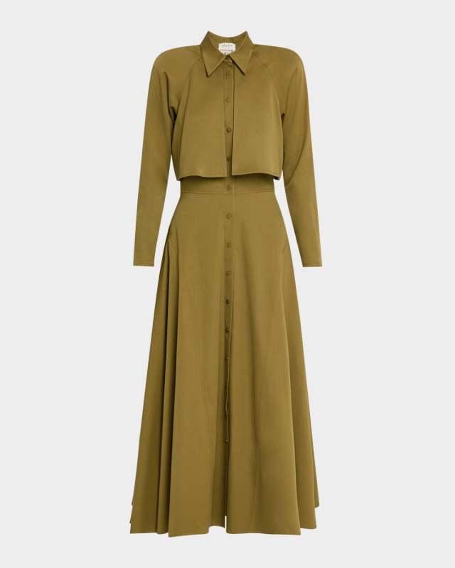 Anais Gathered Cotton-Cashmere Maxi Shirtdress